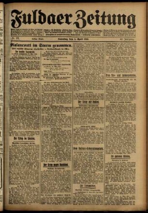 Erste Ausgabe vom Samstag, den 01. April 1916.