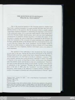 The Question Of Fuad Paşa's "Political Testament"