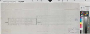 Münster (Münster) Neubau des Hygienisch-Bakteriologischen Landesuntersuchungsamtes Nordostansicht 1958 1 : 100 37 x 94 Pause Staatshochbauamt Münster Regierung Münster Nr. 34048