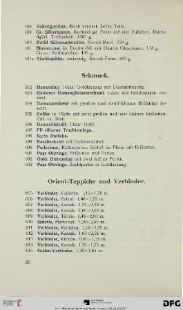 Orient-Teppiche und Verbinder (Nr. 605-725)
