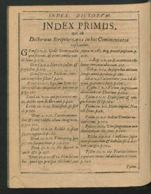 Index Primus, qui est Dictorum Scripturae ...