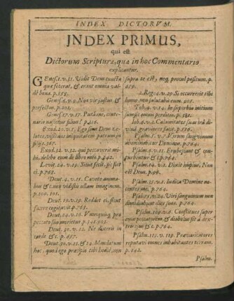 Index Primus, qui est Dictorum Scripturae ...