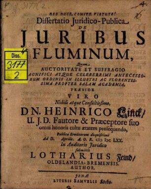 Dissertatio Iuridico-Publica De Iuribus Fluminum