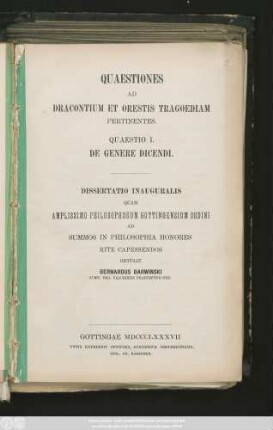 Quaestiones Ad Dracontium Et Orestis Tragoediam Pertinentes : Questio I. De Genere Dicendi