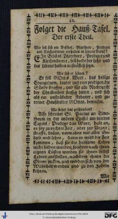 Folget die Hauß-Tafel.