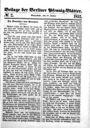 Beilage: No. 2, Sonnabend, den 10. Januar