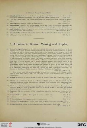 3. Arbeiten in Bronze, Messing und Kupfer (Nr. 339-741)