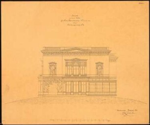 Villa Kemna, Breslau: Aufriss der Gartenfassade, Maßstabsleiste