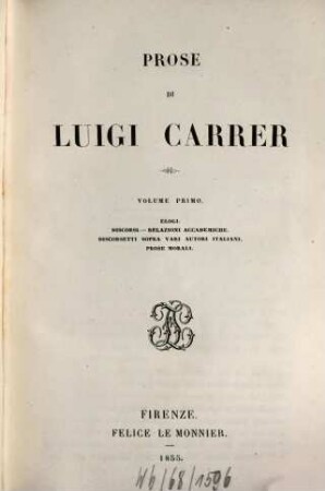Opere scelte di Luigi Carrer, 2. Prose di Luigi Carrer ; 1