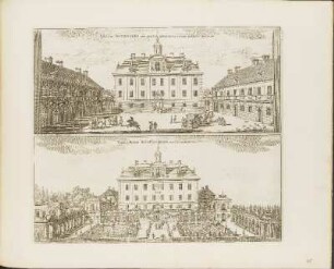 Kupferstich: Palatium Rosersberg qua spectat interiorem arcam aedificiis inclusam / Facies Palatii Rosersberg versus orientem