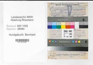Entnazifizierung Bernhard Hundgeburth , geb. 14.10.1906 (Kaufmann)