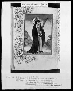 Deutsches Gebetbuch (Waldburg-Gebetbuch) — Weibliche Heilige, Folio 50verso