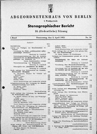 Nr. 10, 5. April 1951