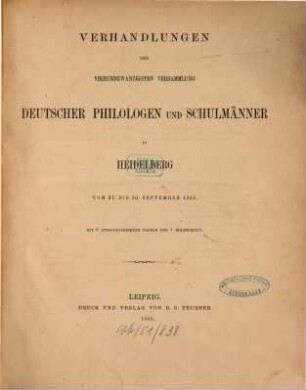 Verhandlungen der ... Versammlung Deutscher Philologen und Schulmänner, 24. 1865 (1866), 27. - 30. Sept.