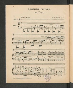 Ungarische Fantasie. für Flöte und Piano.