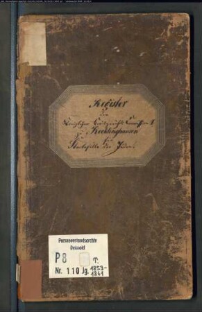 Zivilstandsregister der Juden der Kreisgerichtskommission I Recklinghausen mit Recklinghausen (T 1853-1861) (Gemeinde: Recklinghausen, Stadt)