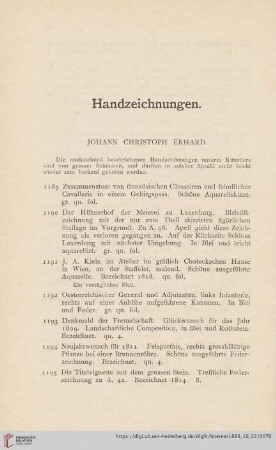Handzeichnungen (Nr. 1189-1363)