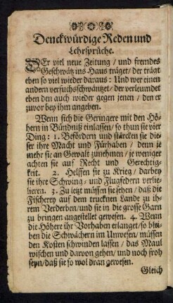 Denckwürdige Reden und Lehrsprüche.