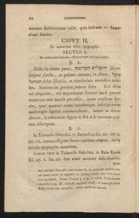 Caput II. De numorum hebr. epigraphis.