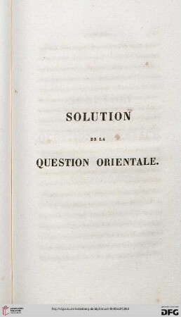 Solution de la question orientale