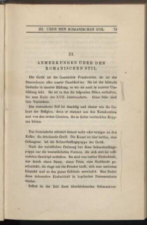 III. Anmerkungen über den Romanischen Stil.