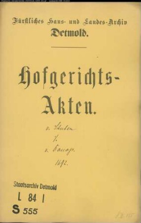 von Stuben, Katharina, geb. von dem Werder (Weder) gegen Levin Moritz von Donop, Landdrost - Schuldforderung