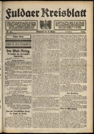 Erste Ausgabe vom Mittwoch, den 08. März 1916.