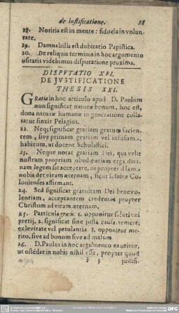 Disputatio XVI. De Iustificatione