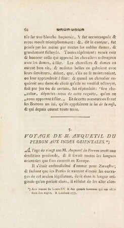 5. Voyage de M. Anquetil du Perron aux Indes Orientales.