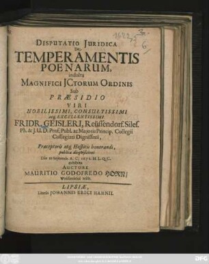 Disputatio Iuridica De Temperamentis Poenarum