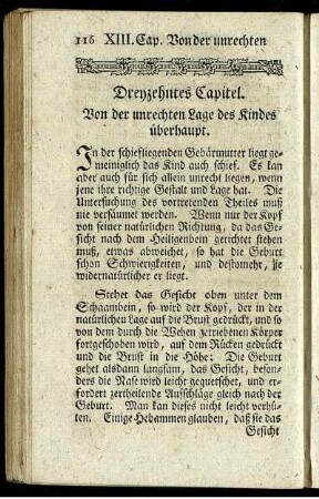 Dreyzehntes Capitel. Von der unrechten Lage des Kindes überhaupt.
