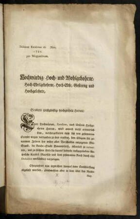 Hochwürdig- Hoch- und Wohlgebohrne, ...