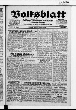 Volksblatt : märkischer Anzeiger : tägliche Zeitung für den Hellweg, die Mark und den Kreis Unna ; [...] ; Ausgabe Hellweg-Märkisches Volksblatt
