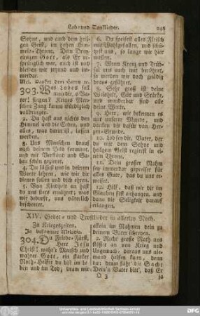 XIV. Gebet- und Trostlieder in allerley Noth.