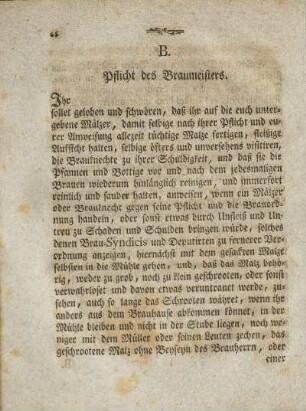B. Pflicht des Braumeisters.
