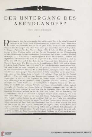1: Der Untergang des Abendlandes?