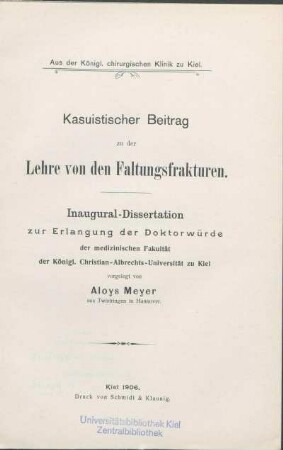 Kasuistischer Beitrag zu der Lehre von den Faltungsfrakturen