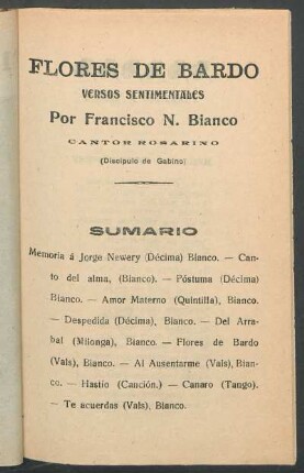 Flores de bardo : versos sentimentales ; [con la canción "Súplica"]