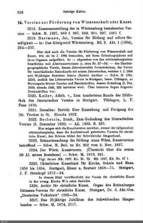 14. Vereine zur Förderung von Wissenschaft oder Kunst
