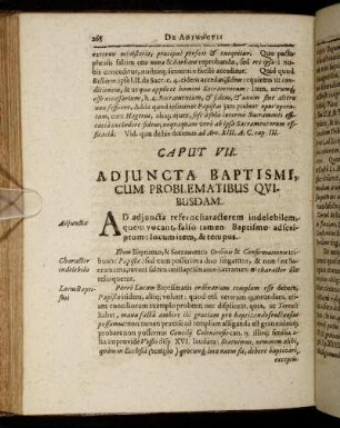 Caput VII. Adjuncta Baptismi, Cum Prolematibus Quibusdam.
