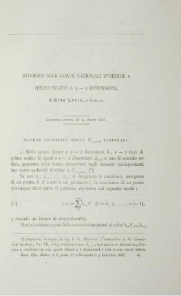 Intorno alle curve razionali d´ordine ... dello spazio a ... - dimensioni.