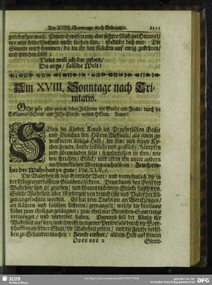 Am XVIII. Sonntage nach Trinitatis