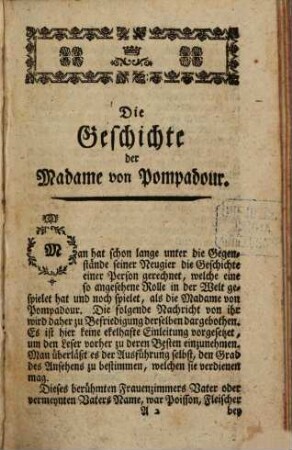 Die Geschichte der Marquisinn von Pompadour