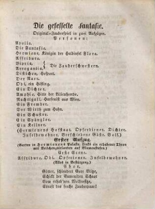 Ferdinand Raimund's sämmtliche Werke, 7. Die gefesselte Fantasie