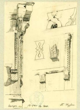 Eppingen Geschnitzter Eckbalken mit Fachwerkdetail Baumann'sches Haus