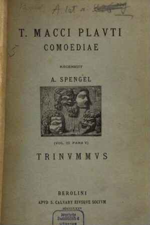 T. Maccius Plautus Comoediae : recensuit A. Spengel, 3,5