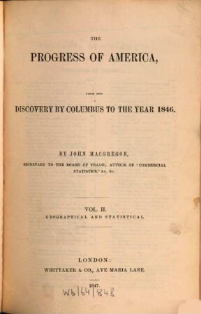 The progress of America from the discovery by Columbus to the year 1846, 2