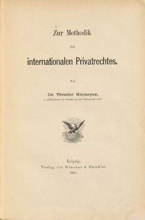 Zur Methodik des internationalen Privatrechtes