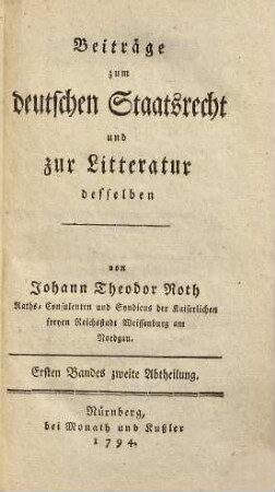 Beyträge zum deutschen Staatsrecht, 1