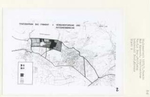 Stadtzentrum, Bad Pyrmont (Diplomarbeit bei Willy Kreuer): Verkehrsführung, Nutzungsbereiche, Lageplan 1:5000